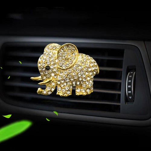 Elegant Diamond Crystal Elephant Aromatherapy Car Vent Clip