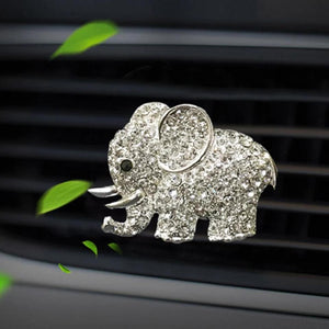 Elegant Diamond Crystal Elephant Aromatherapy Car Vent Clip